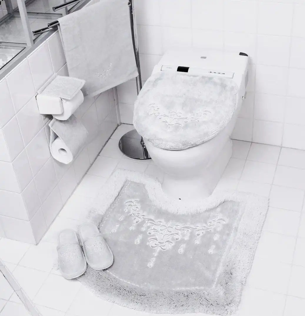 Senko Toilet Lid Cover Silver Gray Japan Rhinestones 17797 - Nynas Shanty Adsorption Sheet Multi-Type