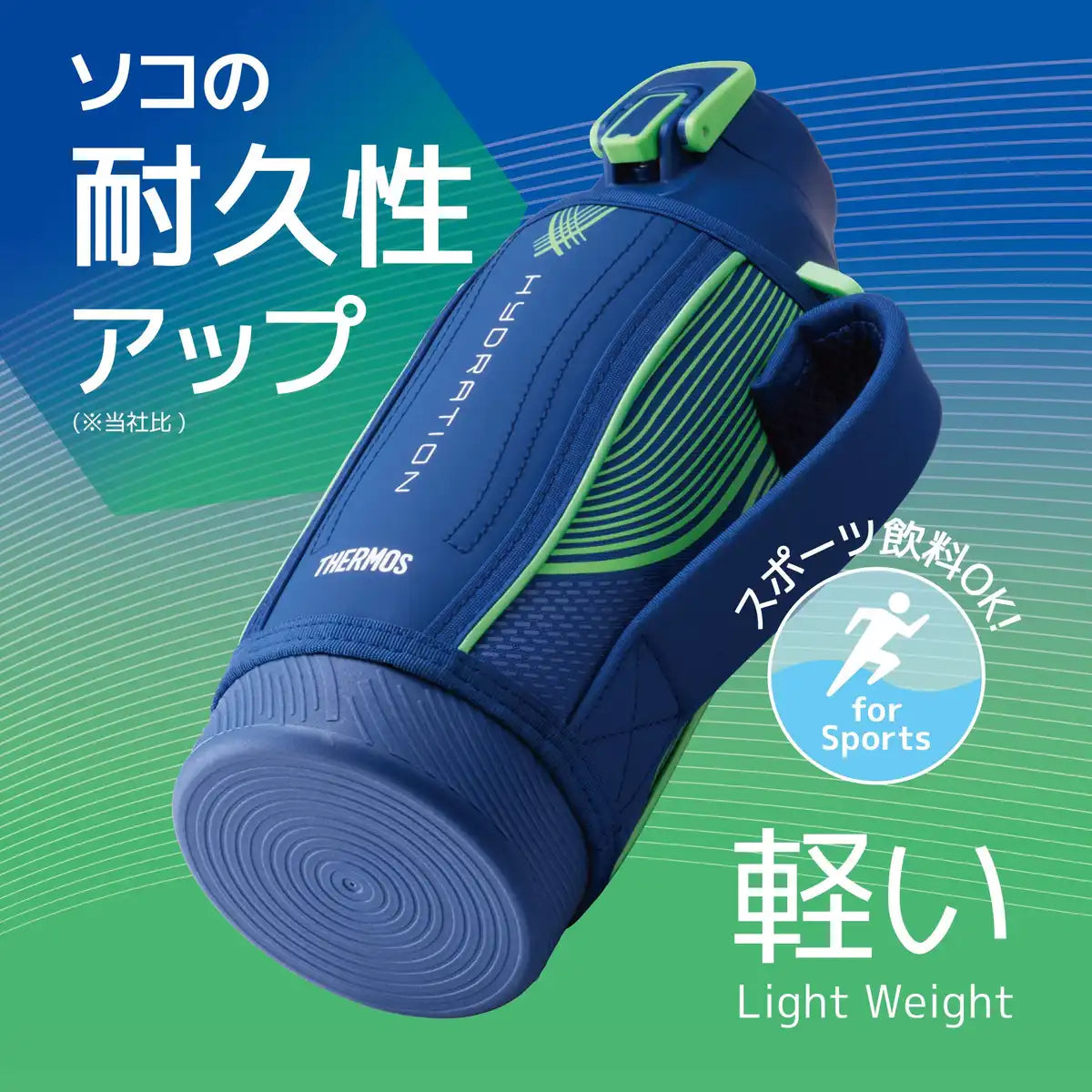 Thermos Brand Fht-802F Insulated Sports Bottle 0.8L Cold Storage Blue Green
