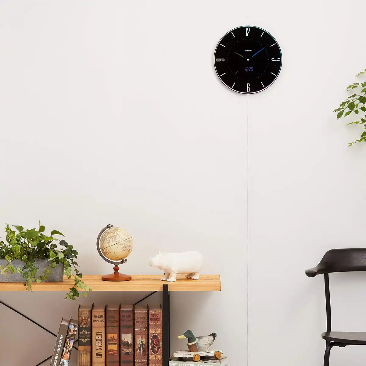 Rhythm Wall Clock Radio 365 Colors Led Color Change Black Japan 8Rz197Sr02 Φ27X2.1Cm