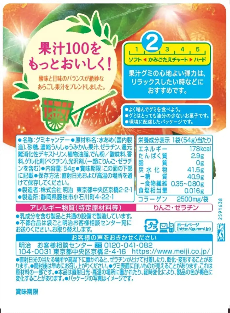 Meiji Satsuma Mandarin Gummy Candy 54g Fruity Chewy Treats