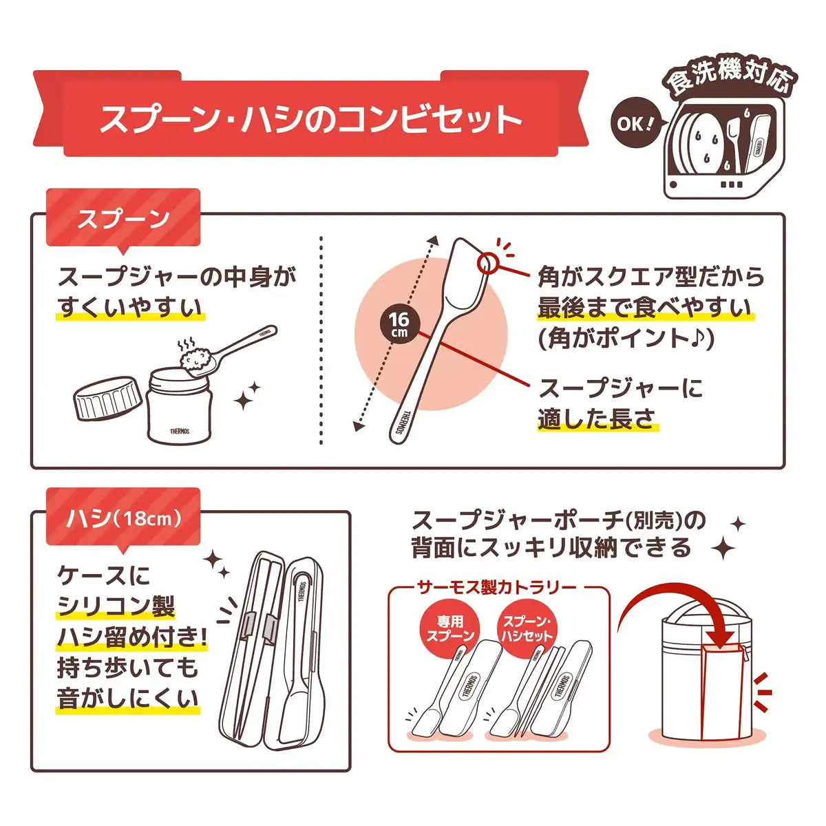 Thermos Spoon / Hashiset Deep Red Cpe-001 Dr