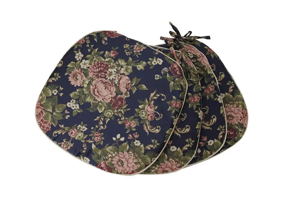 Set Of 4 Navy Batei Cushion Made In Japan By Olivia - Approximate Size