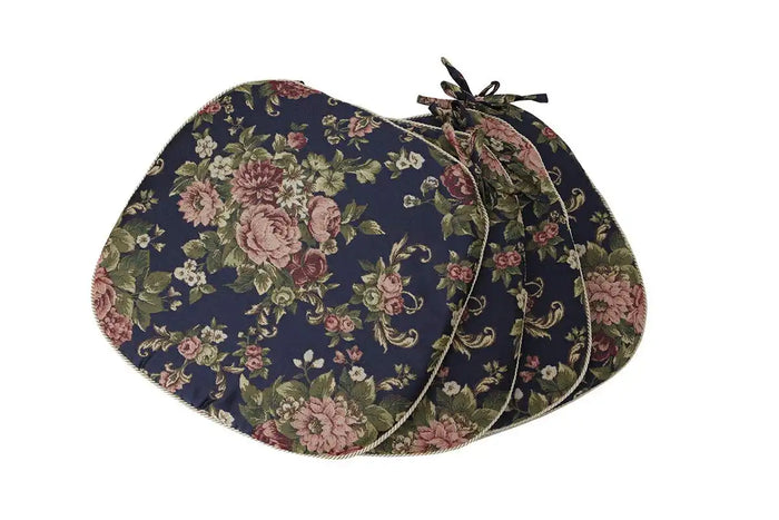 Set Of 4 Navy Batei Cushion Made In Japan By Olivia - Approximate Size