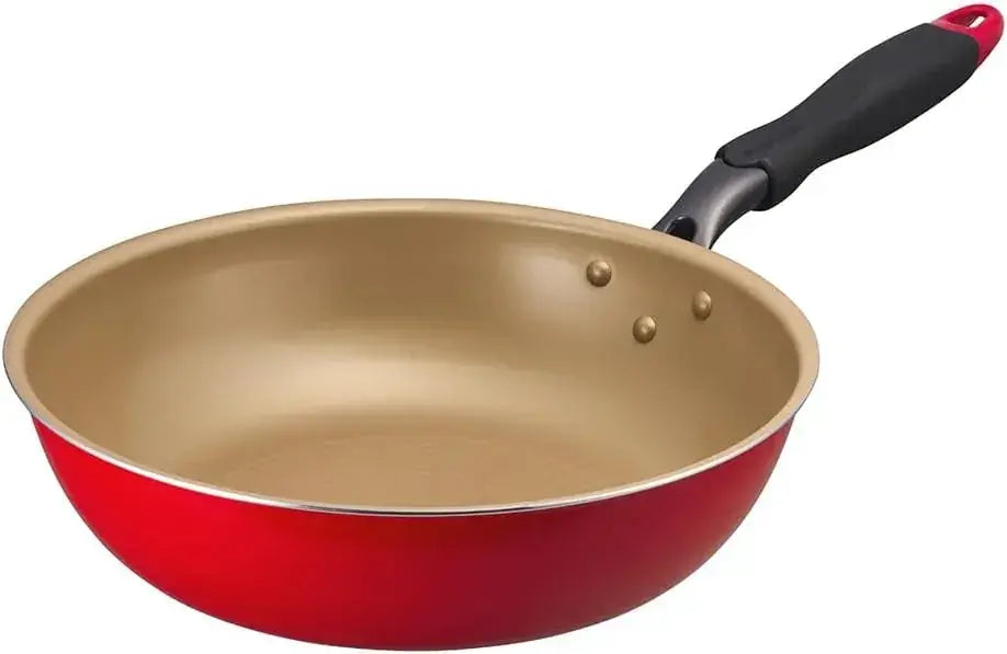 Doshisha Evercook Lightweight Frying Pan Induction and Gas Compatible - Red 28cm Saute Pan - 4550668184247