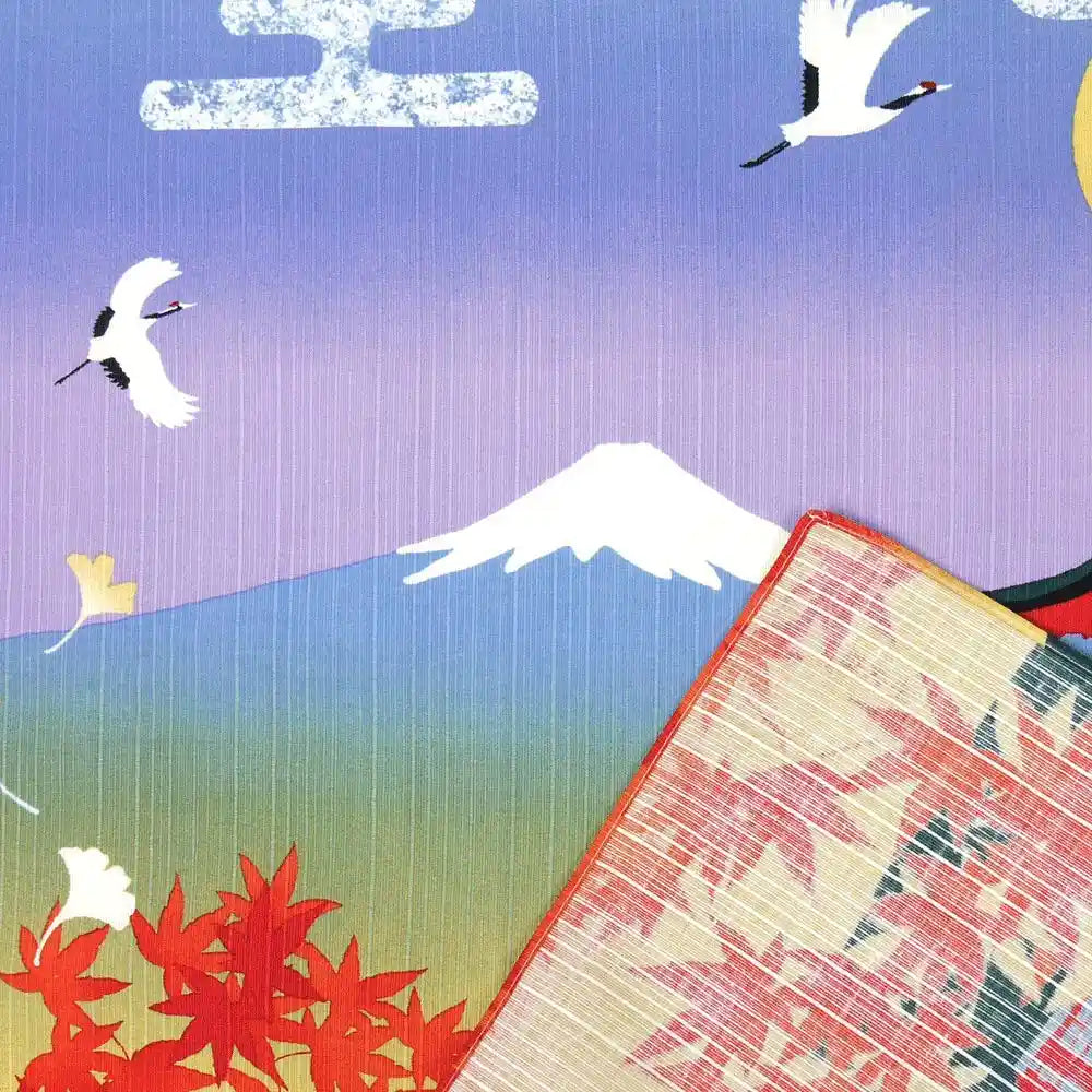 Hama Pattern Small Cloth (50Cm) Autumn Leaves Five-Storied Pagoda Mt. Fuji Japan