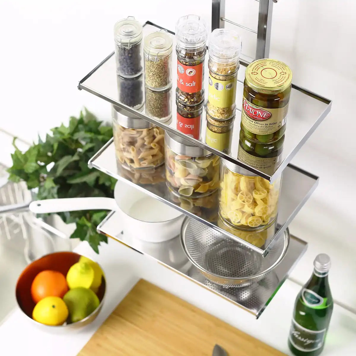 Kawaguchi Koki Japan 3 Tier 19100 Tension Kitchen Rack Shelf Storage Above Sink Next To Stove