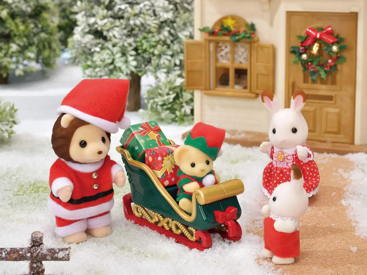 Epoch Sylvanian Families Seasonal Lion Santa Christmas Set SE-206 Certified Toy Dollhouse For Ages 3+