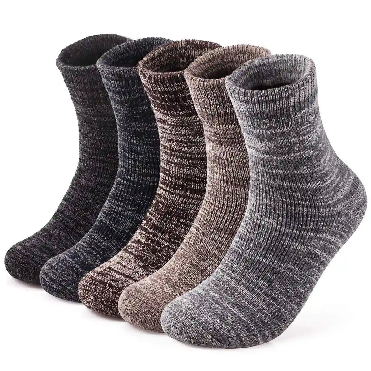 Final Konciwa Men'S Winter Socks 5 Pairs Set - Thick Cold Protection Warmth Skiing Sole Cushion Knitting Cotton Sweat Absorbent Odor Resistant Antibacterial Outdoor 24-28Cm (2 Under Thick Shoes) Japan