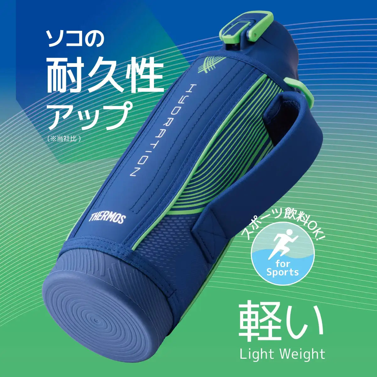 Thermos 1L Blue Green Sports Bottle Vacuum Insulated for Cold Storage - Fht-1002F Blgr