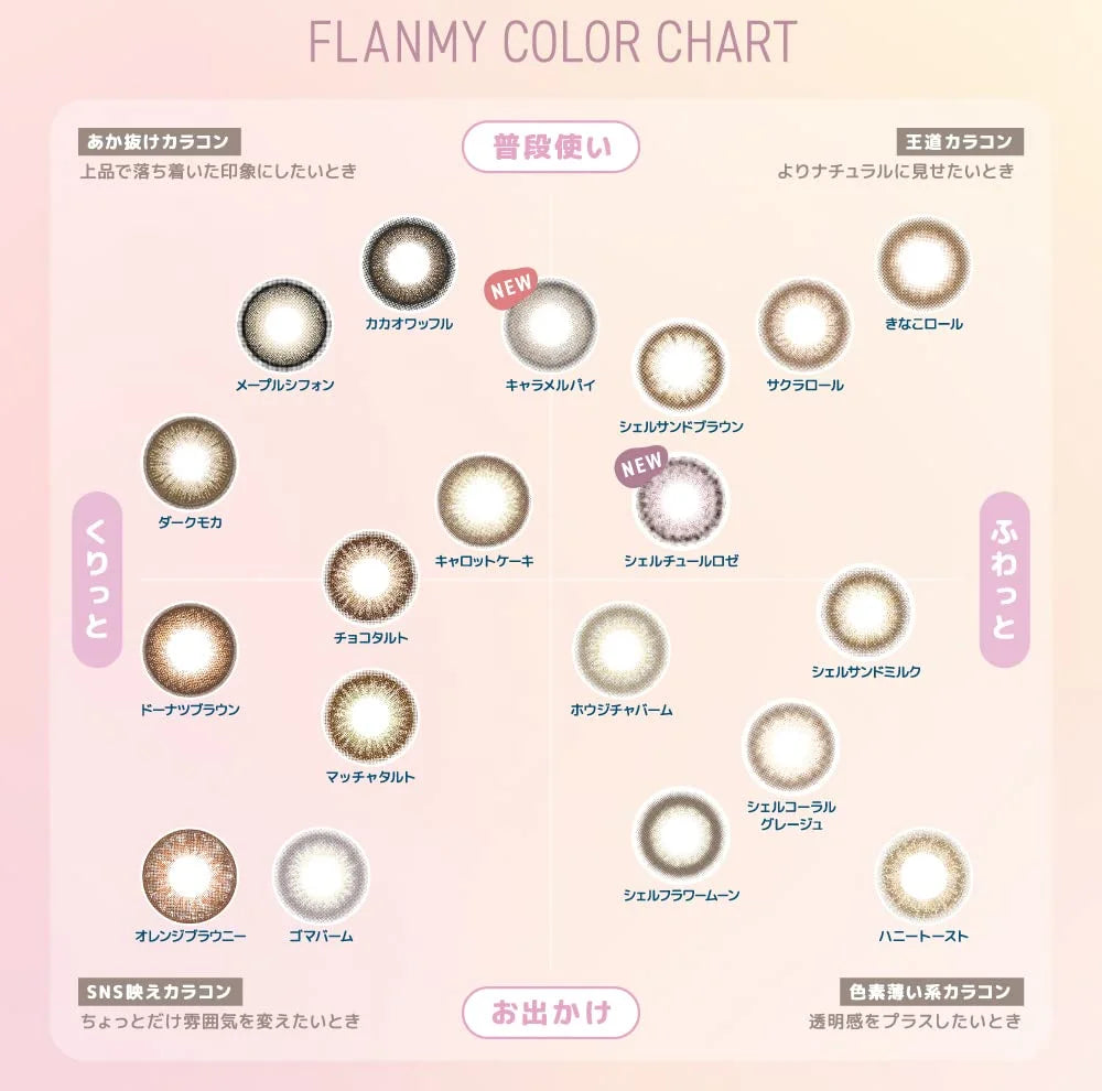 Flanmy Color Contacts 1Day 30/Box -03.00 Pwr Sakura Roll - Made In Japan
