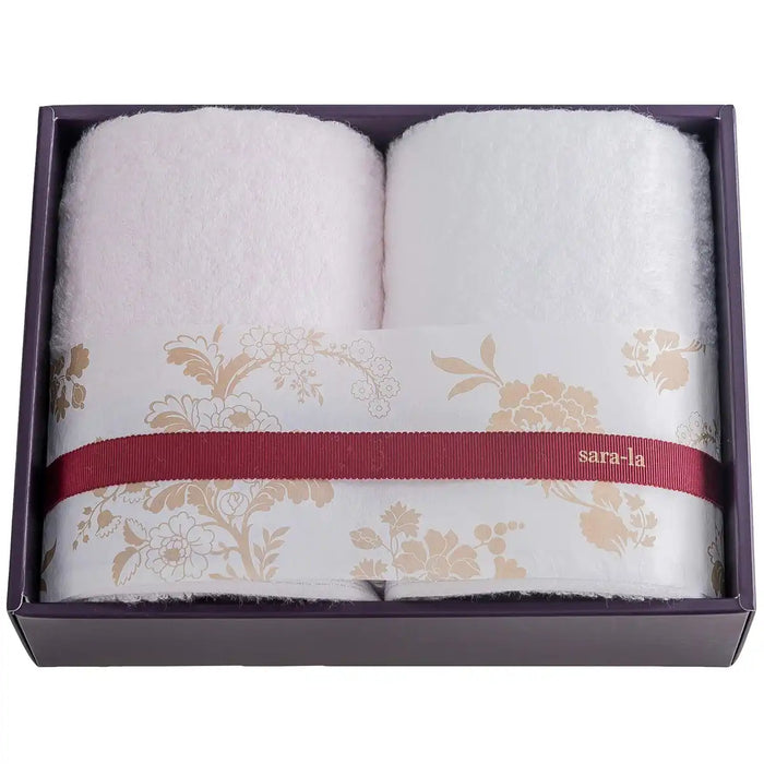 Imabari Towel Sara-La Irodori Face Towel 2Pcs Japan Pink/White Gift By It Will Be There
