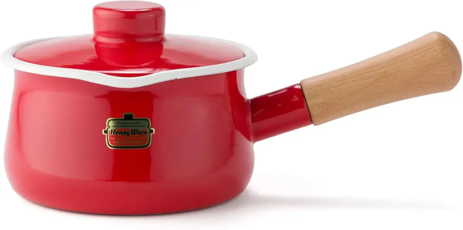 Fuji Horo Solid Kettle Durable Kitchen Hot Water Pot - Milk Pan Red 15cm - 4977618096571