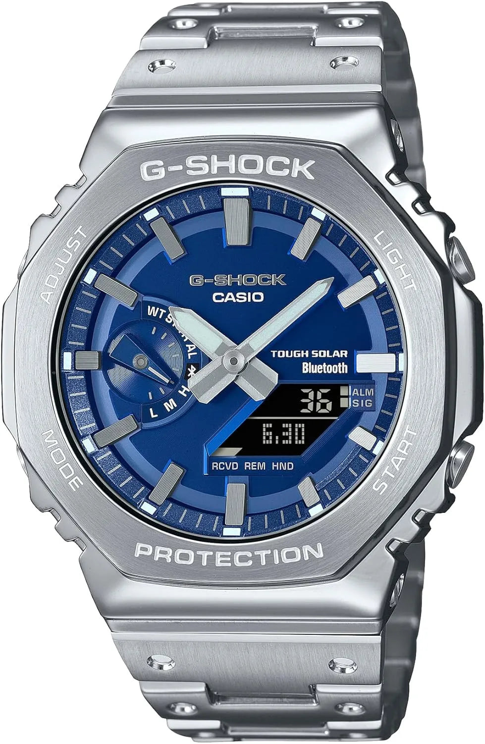 G-SHOCK GM-B2100 Classic Gold Wristwatch with Bracelet Band - Silver and Blue
- 4549526374128