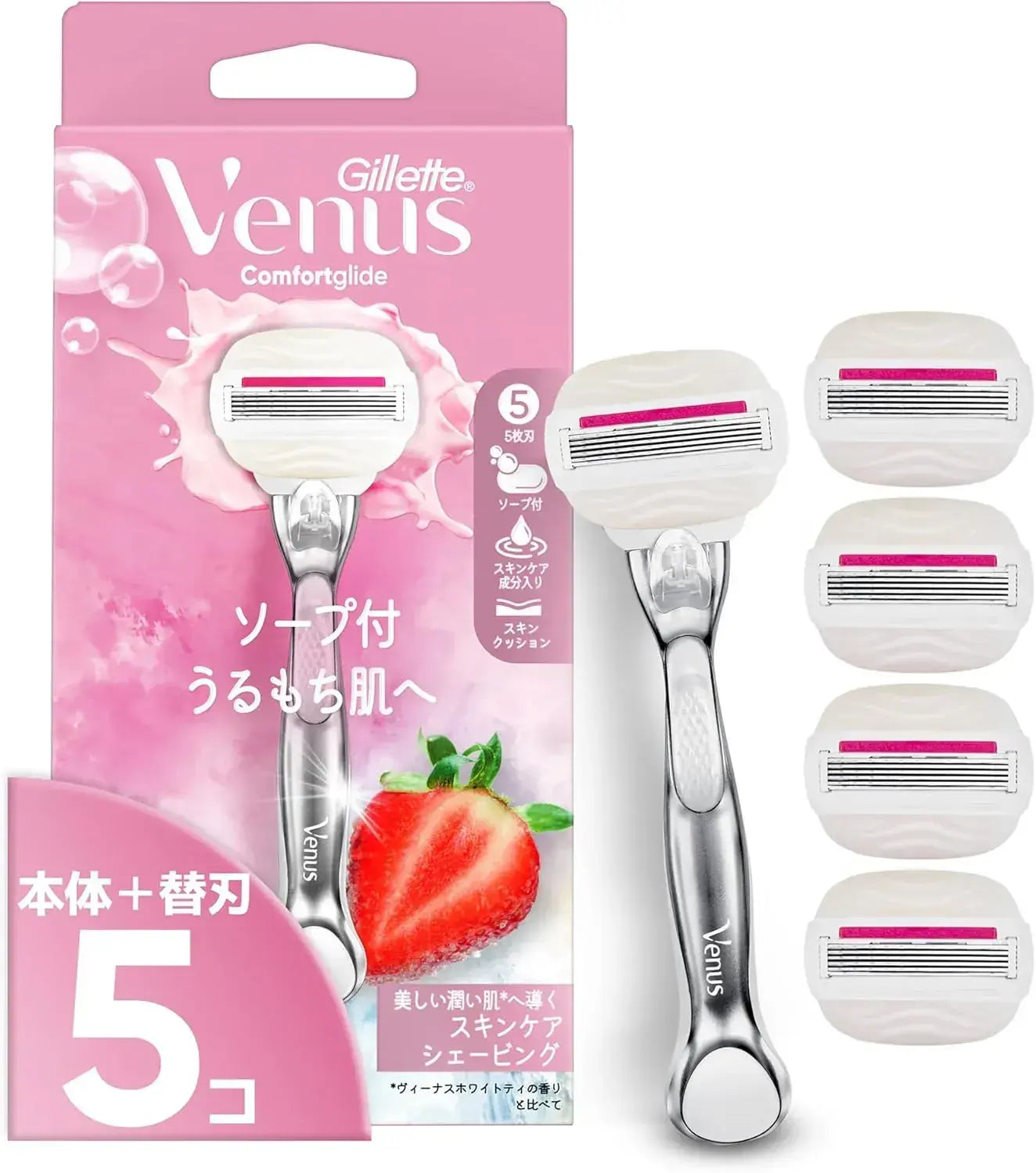 Gillette Venus Razor with Soap for Women Moist Skin Body Care - 5 Replacement Blades - 4904740667881