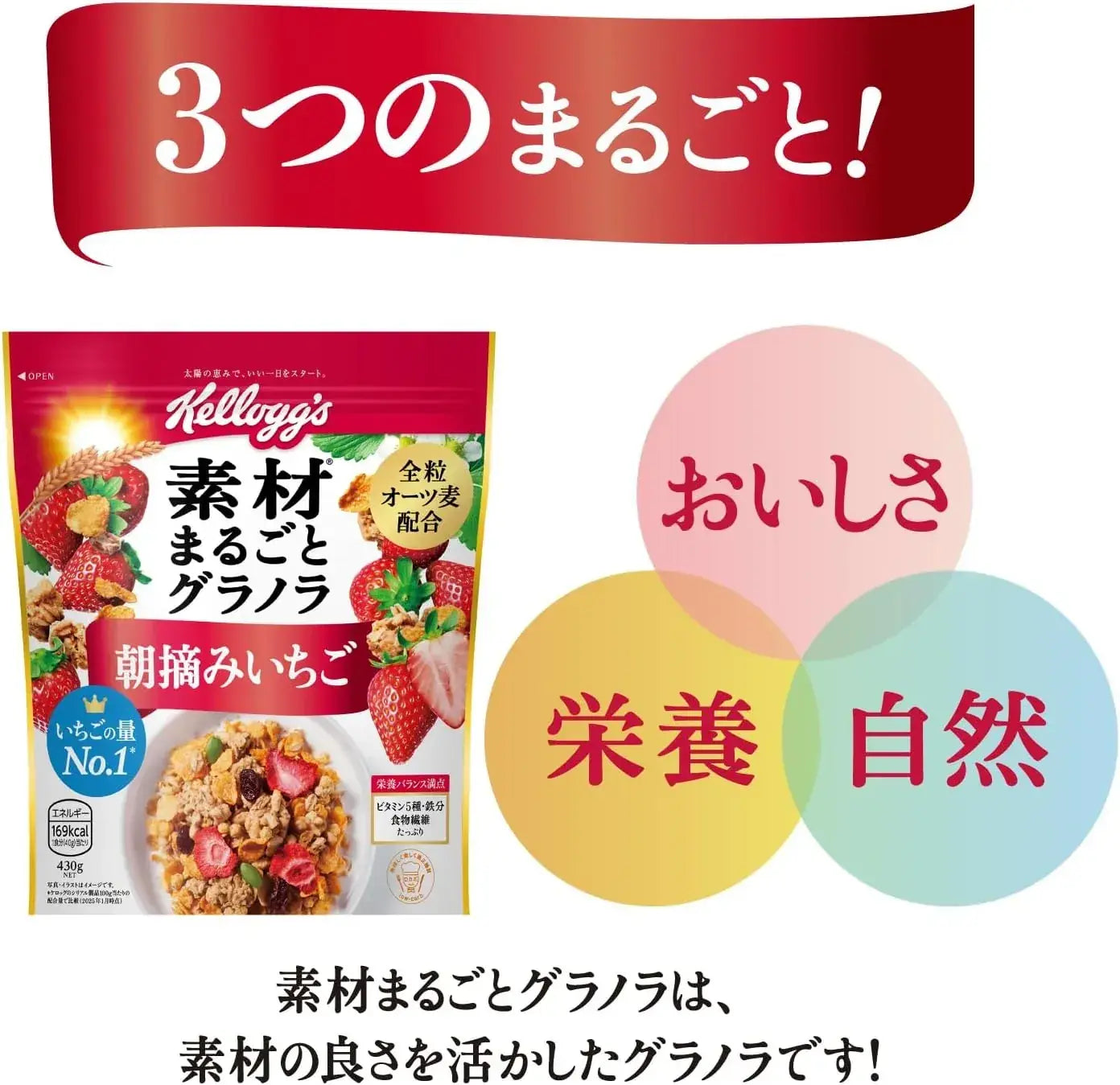 Kelloggs Whole Granola Morning-Picked Strawberries Cereal