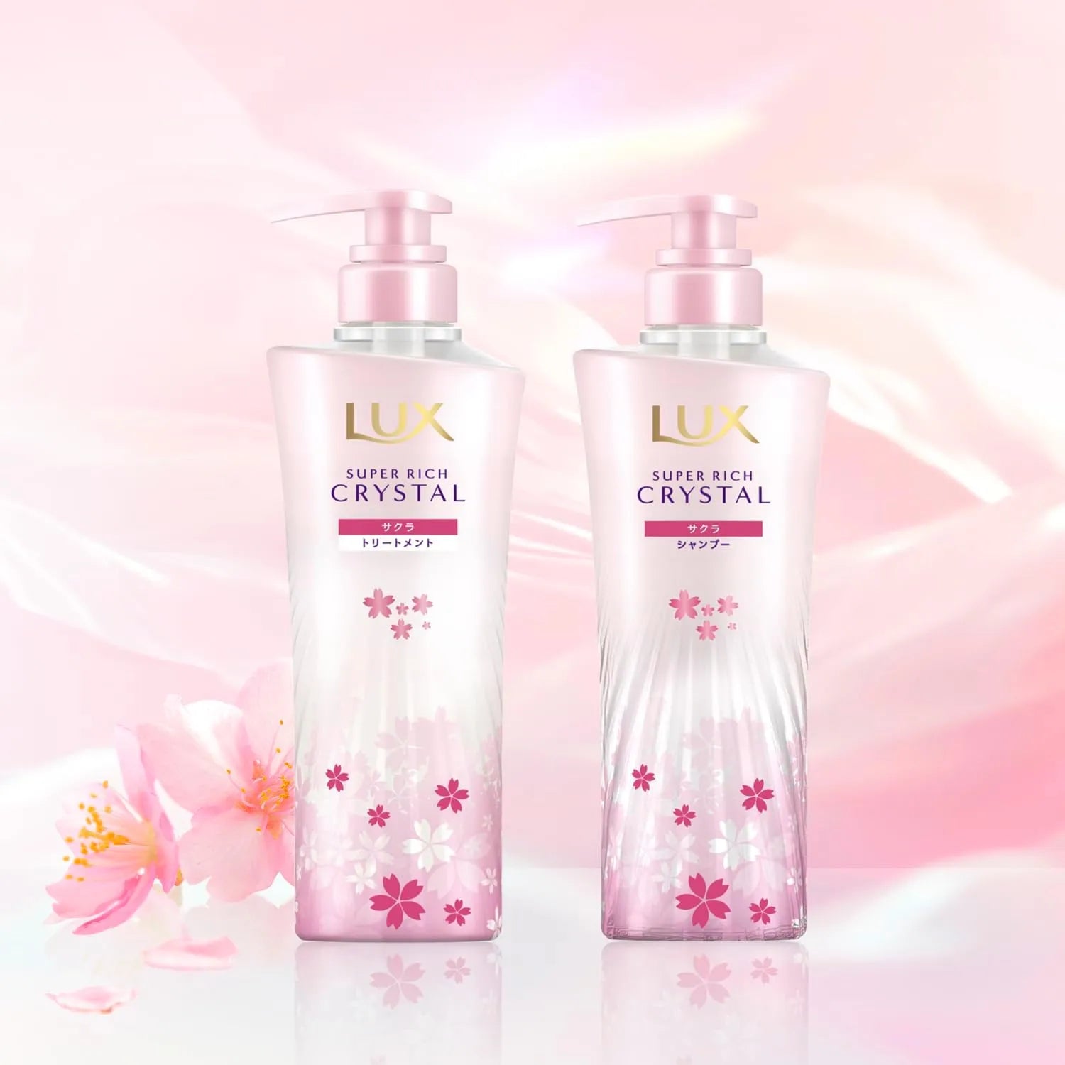 Lux Hair Crystal Sakura Shampoo Conditioner Pump Set 15oz