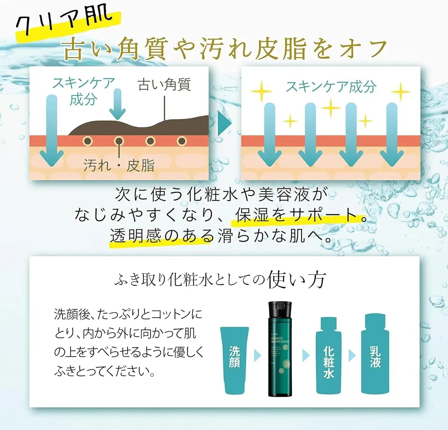 Meiko Cosmetics Wiping Lotion Skin Freshener Collagen Seaweed