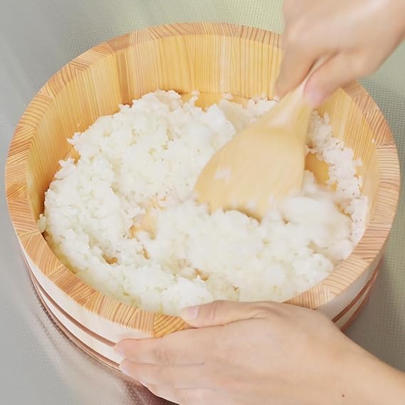 Miyabi Urushi Kogei Japan Hangiri Sawara Wooden Rice Mixing Bowl 51cm