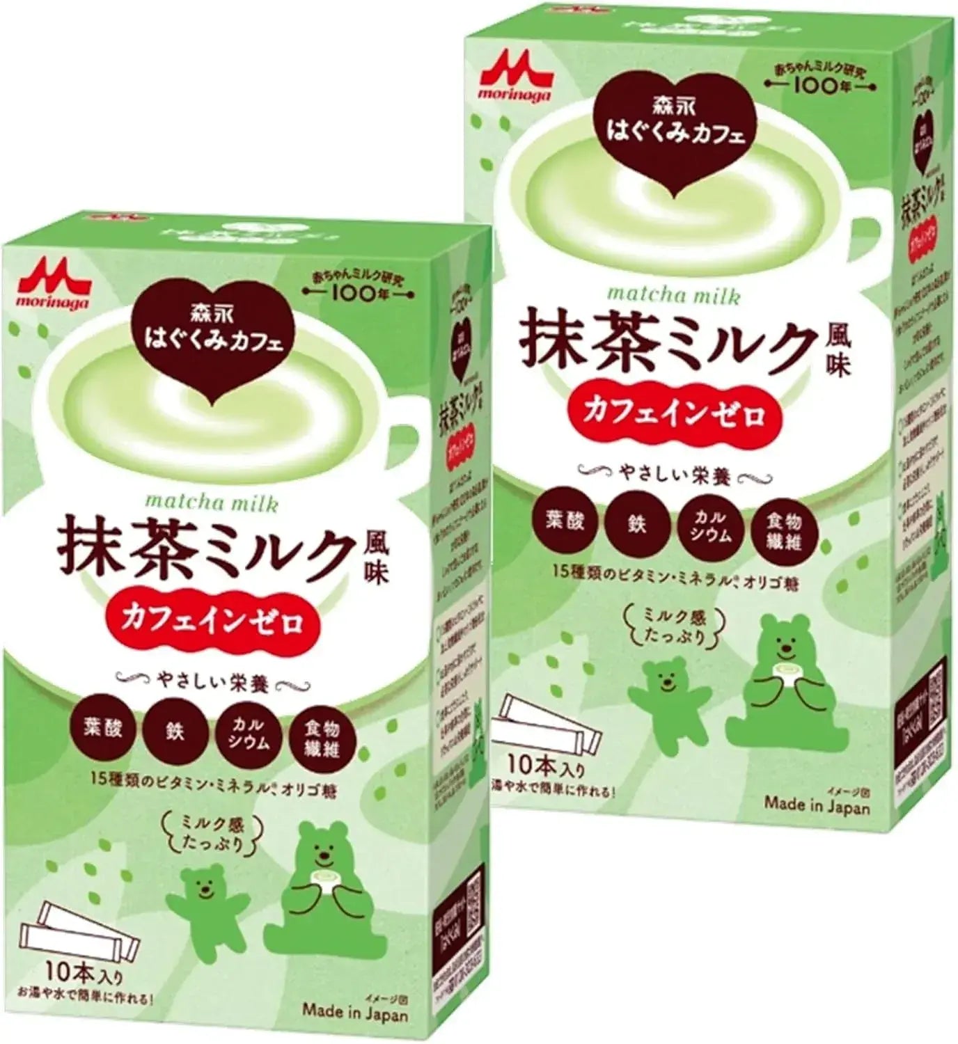 Morinaga Milk Baby & Kids Hagukumi Cafe Au Lait Flavor Caffeine Zero - Matcha Flavor 20 Bottles - 4537689834016