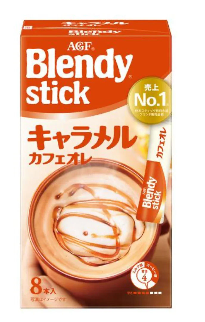 Ajinomoto Agf Blendy Stick Caramel Cafe Au Lait 8 Sticks - Caramel Flavor Instant Coffee