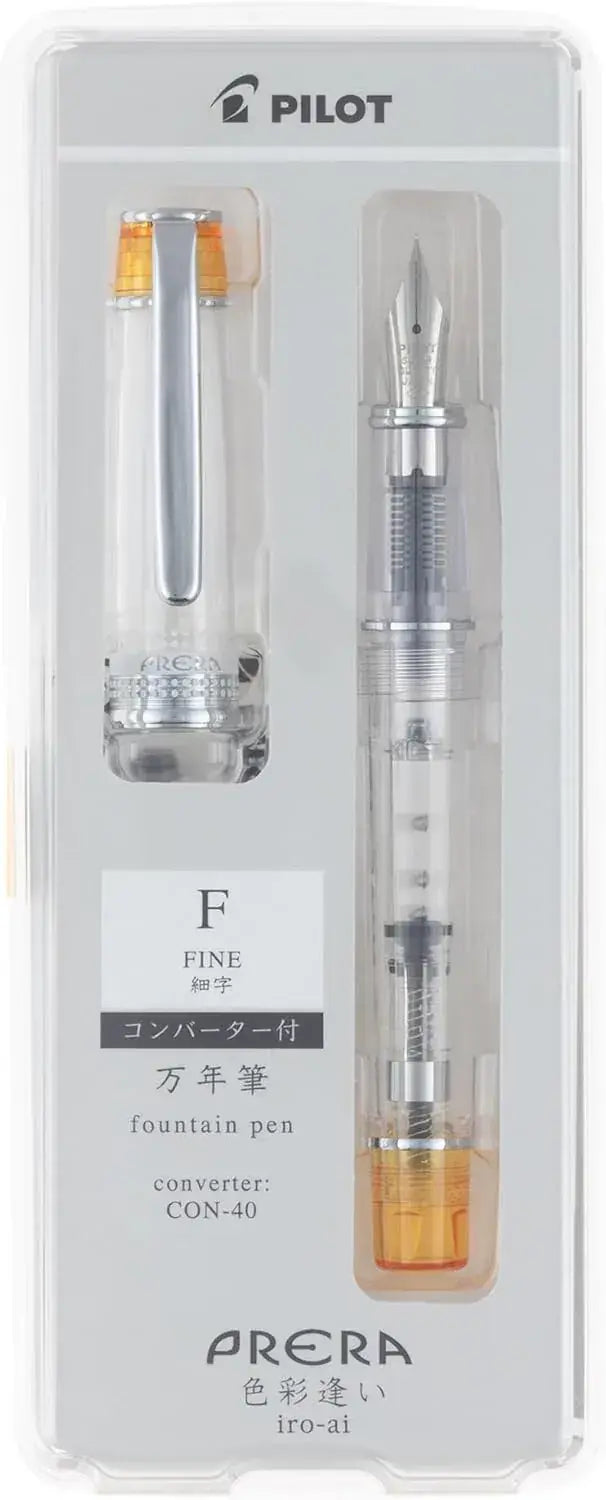 Pilot Prera Fountain Pen Color Matching Medium Nib Transparent - Orange F - 4902505687426