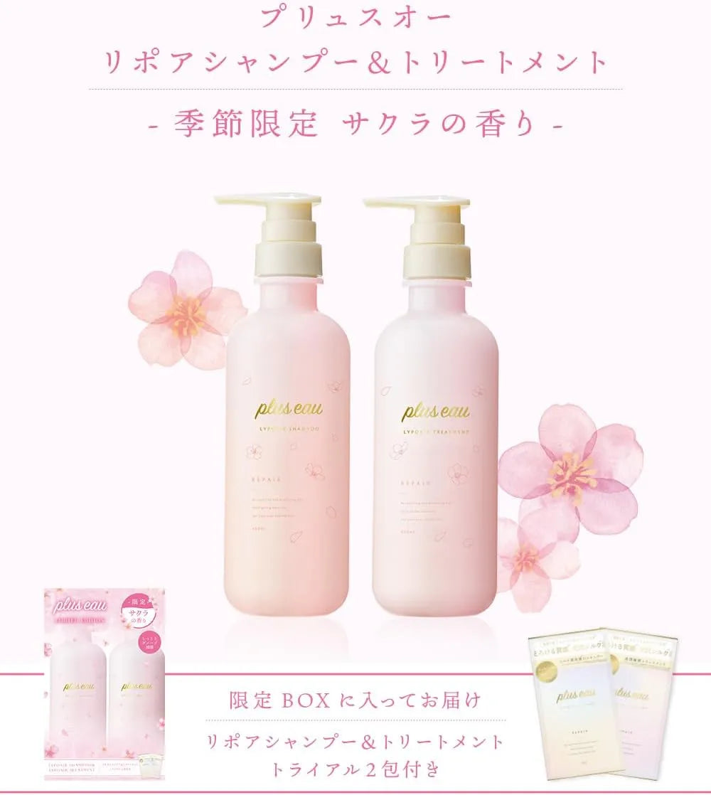 Plus Eau Shampoo and Treatment Set Cherry Blossom Scent 450ml x2