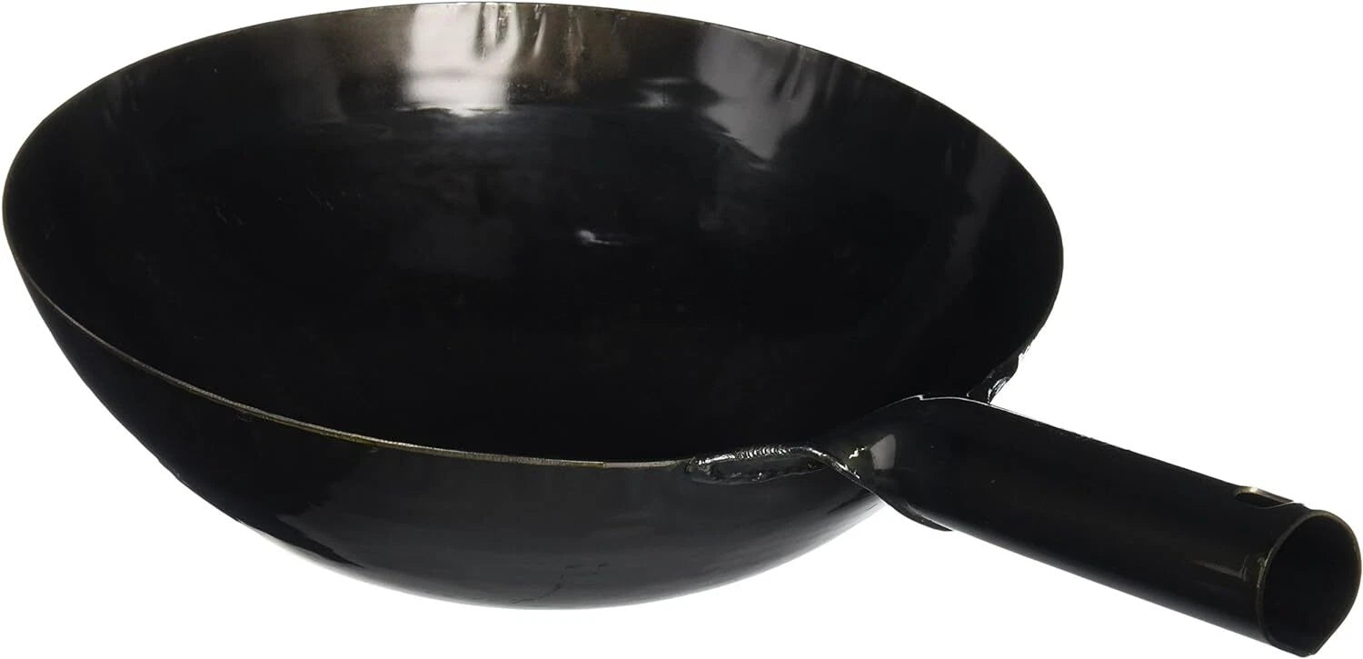 Yamada Hammered Iron Round Bottom Wok (1.6Mm Thickness) 30cm - Unseasoned