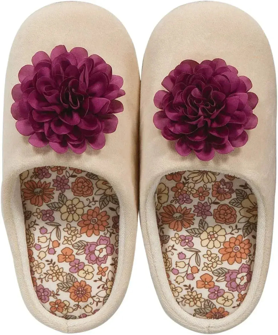 Senko Charlotte Slipper with Flower Motif Low-Rebound Sole - Ivory - 4973422631939