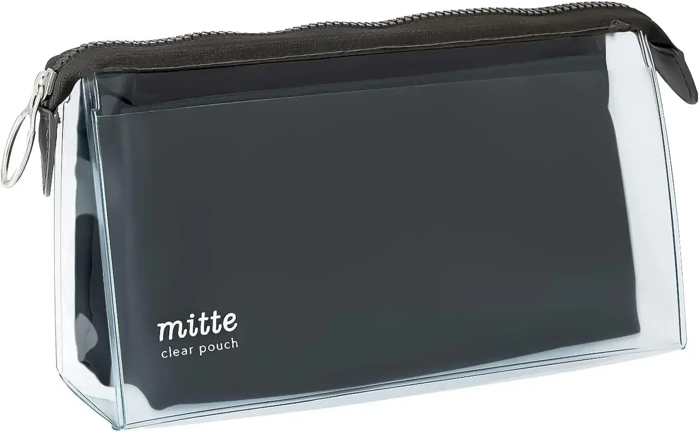 Sun-Star Stationery Pen Case Clear Pouch Flat Design - Light Black Gusset - 4901770650319