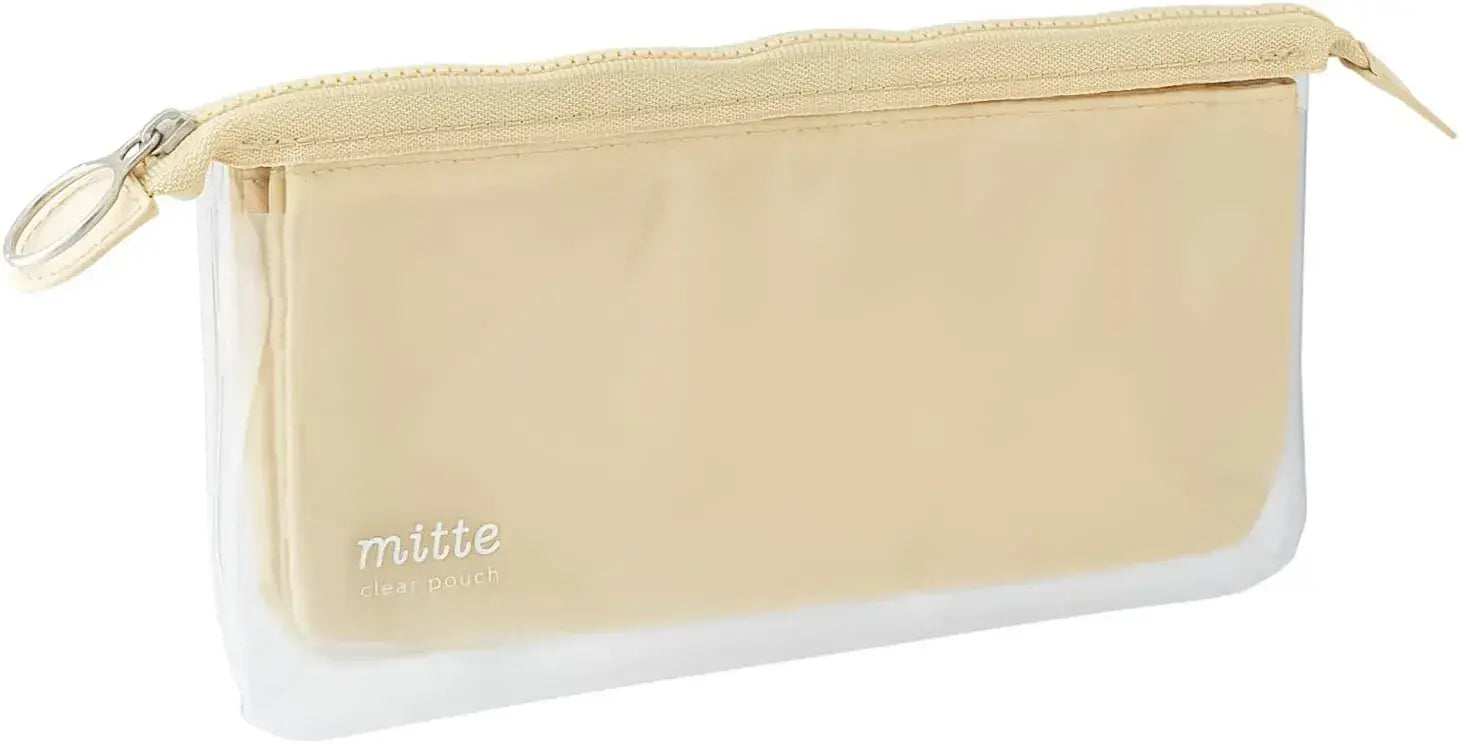 Sun-Star Stationery Pen Case Clear Pouch Flat Design - Light Beige - 4901770650333