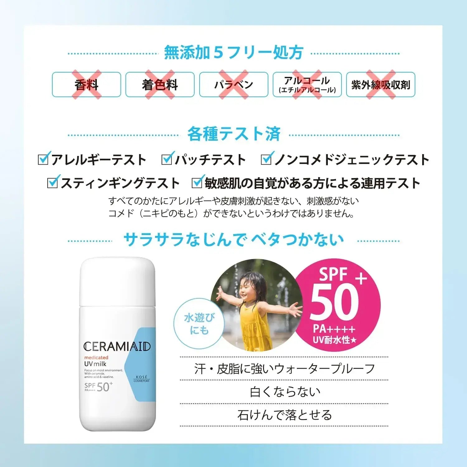 Suncut Ceramide UV Milk Sunscreen 2.1 oz Waterproof for Kids