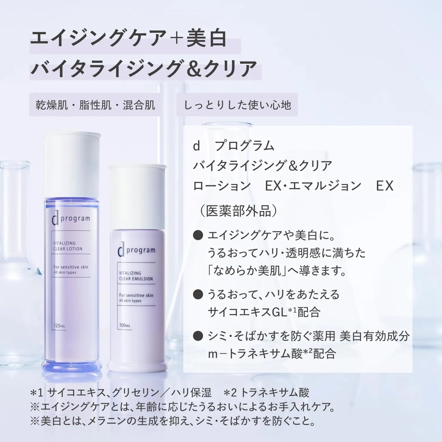 Vitalizing and Clear Lotion EX 4.2 fl oz Fragrance-Free Moisturizing Milk by d program