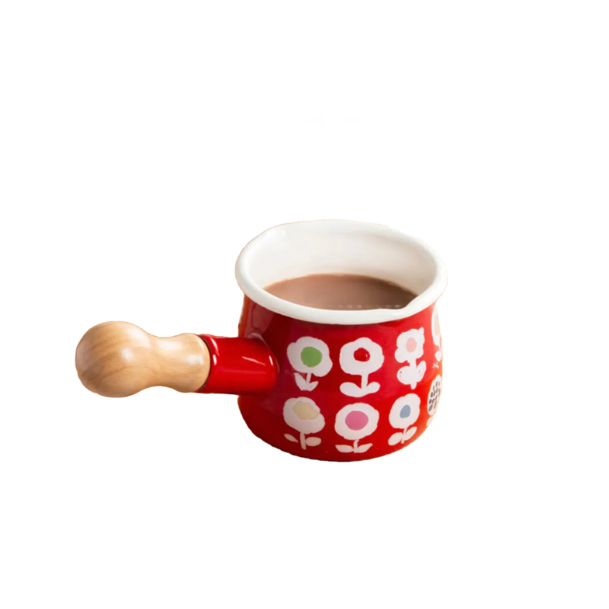Yutaka Horo Plune Enameled Petit Milk Pan Candy Flower Red
