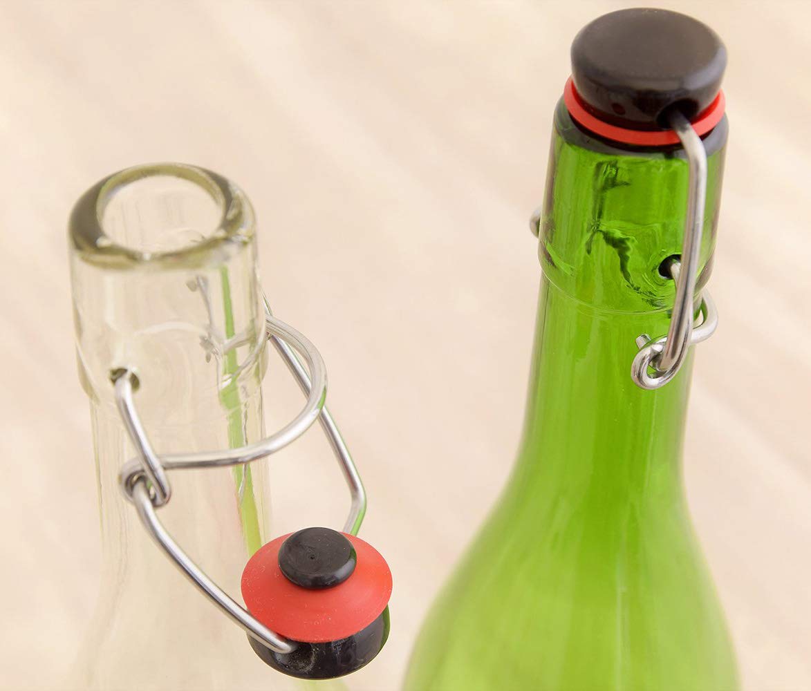 Aderia 360Ml Clear Glass Water Bottle W/ Swing Stopper Cap - Made In Japan M-6451