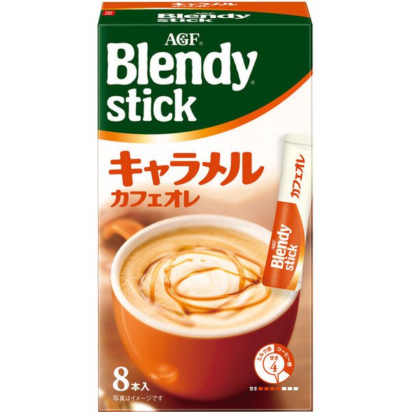 Ajinomoto Agf Blendy Stick Caramel Cafe Au Lait 8 Sticks - Caramel Flavor Instant Coffee