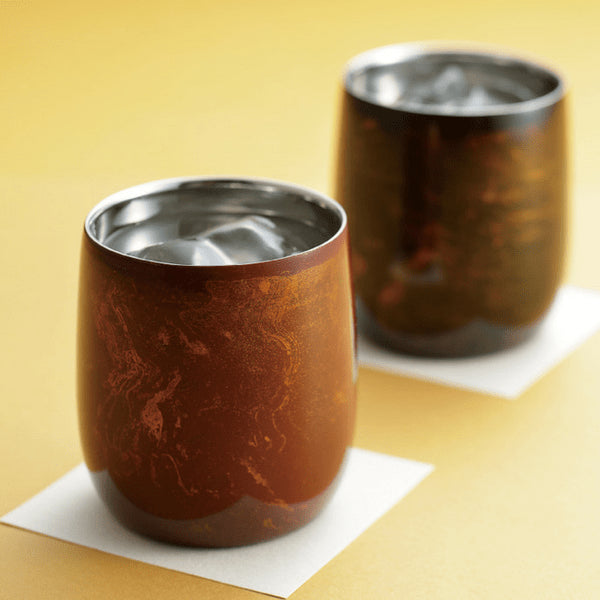 Asahi Yamanaka Urushi Lacquered Double-Wall Round Glass 250Ml Red Japan