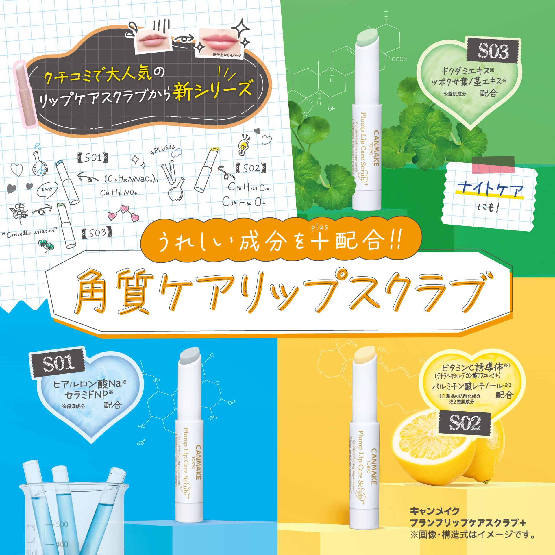 Canmake Mint Green Prelip Care Scrub Dokudami Centella Exfoliation No Rinse Unscented 2.3G