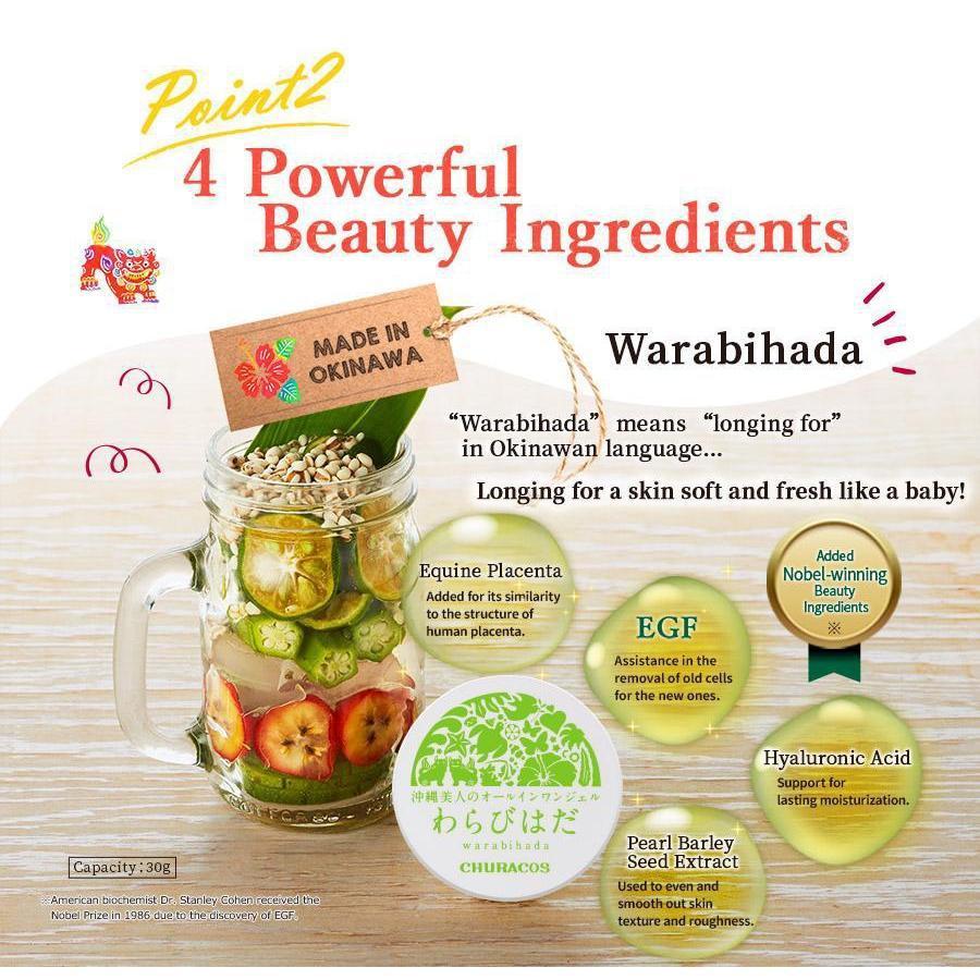 Churacos Warabihada All-in-One Moisturizing Gel 30g for Skin Hydration