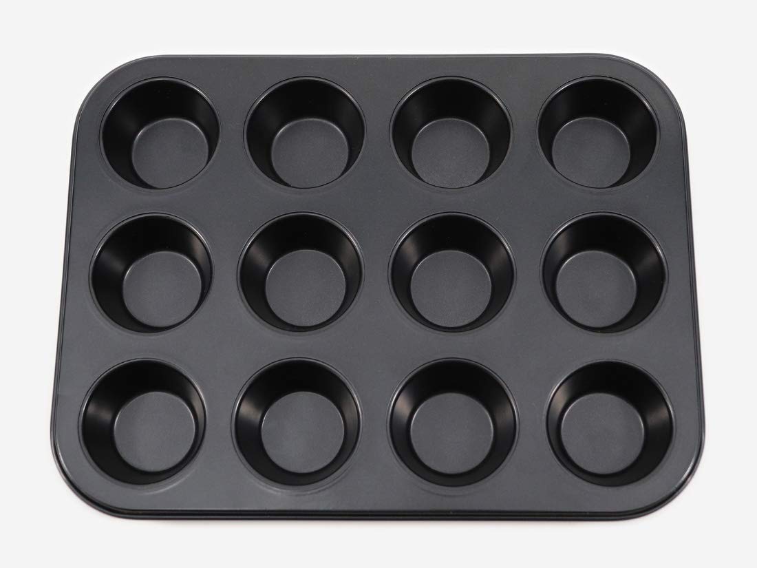 Cotta Japan Tiffany Muffin Mold 12Pcs Black 26X20X2.4Cm 4.8X2.4Cm 88656