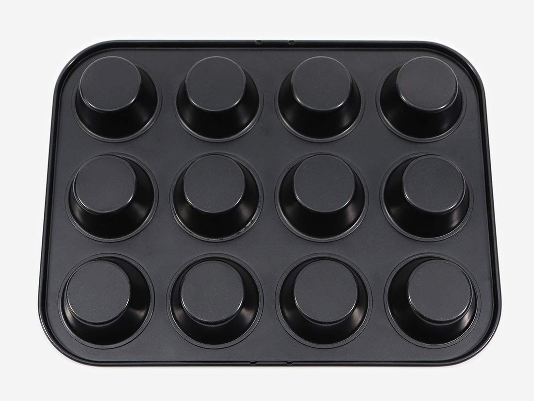 Cotta Japan Tiffany Muffin Mold 12Pcs Black 26X20X2.4Cm 4.8X2.4Cm 88656