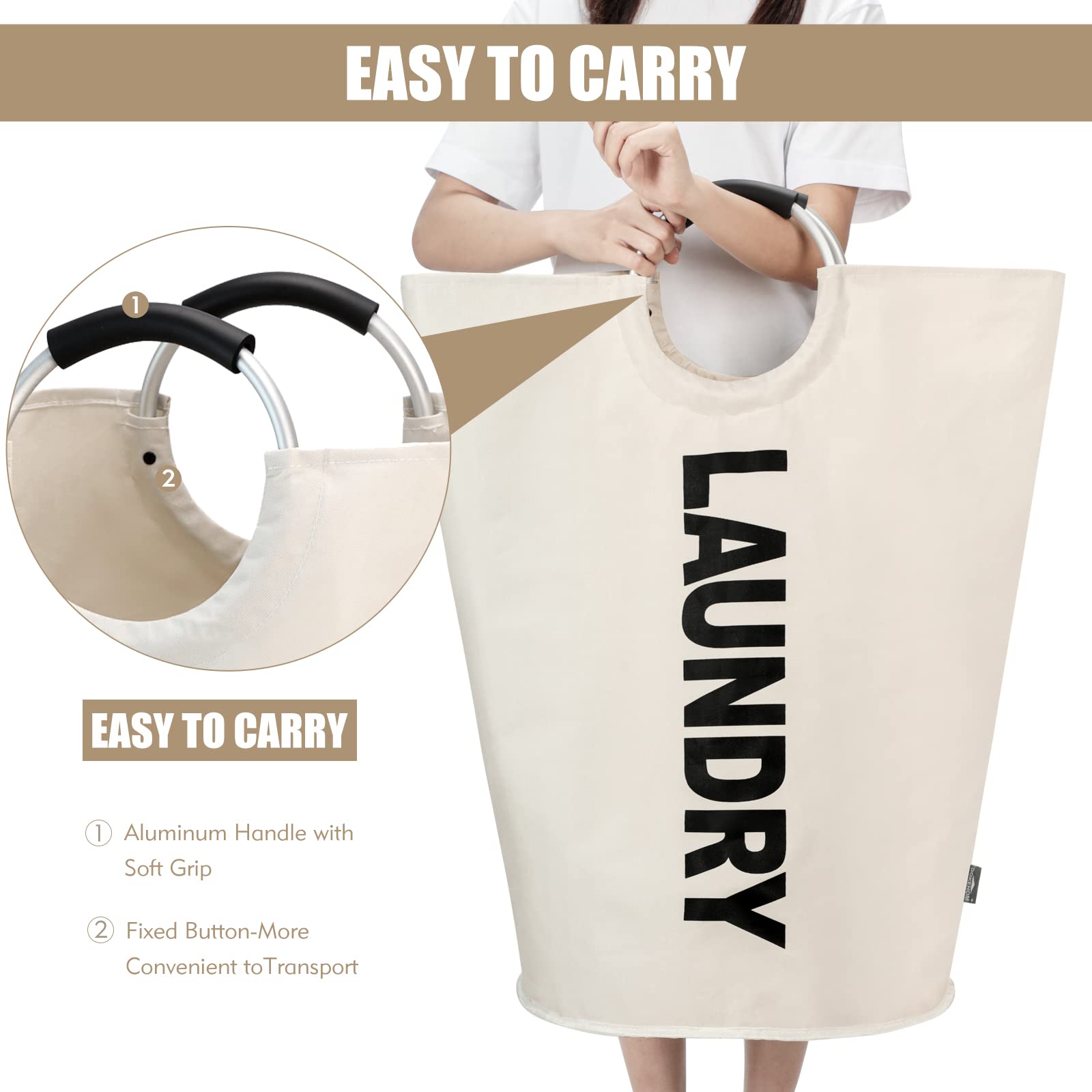 Dokehom 95L Laundry Basket Hamper Box Japan Waterproof Handle Folding Stylish Interior Goods (Black)