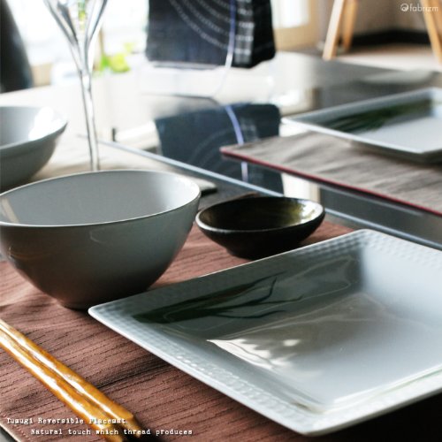 Fabrizm Japan Placemat 40X30Cm Tsumugi Reversible Edo Purple Sepia 1084-Pur-Pur