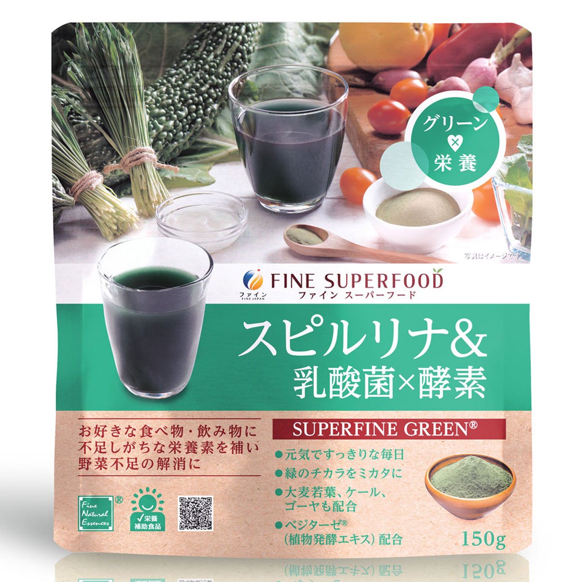 Fine Japan Super Food Spirulina & Lactic Acid Bacteria X Enzyme 150G - 1000Μg Β-Carotene 5 Billion Bacteria Plant Enzyme Blend