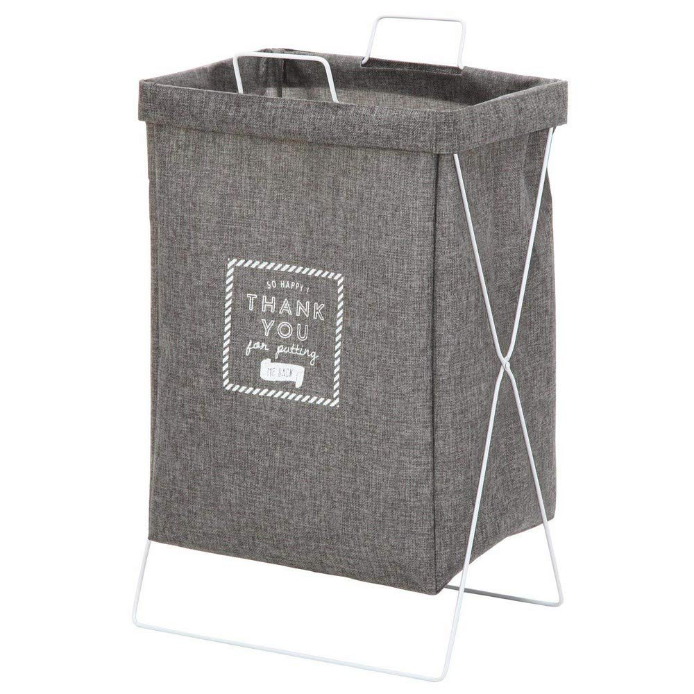 Fujiboeki Japan 32813 Laundry Basket 37X27X60Cm Gray Foldable Trash Can Camping Toy Storage Handle Water Repellent Inside