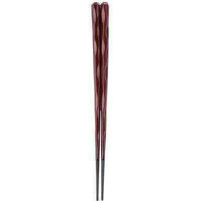 Fukui Craft Japan Hexagonal Carved Double-Lacquered Non-Slip Chopsticks 22.5Cm Wine Brown