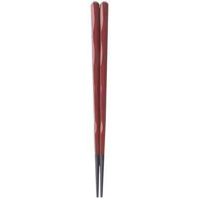 Fukui Craft Hexagonal Carved Lacquered Non-Slip Japan Chopsticks 22.5Cm Vermilion