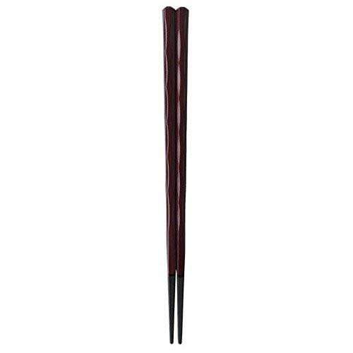 Fukui Craft Japan Teak Brown Hexagonal Rough-Carved Double-Lacquered Non-Slip Chopsticks 22.5Cm