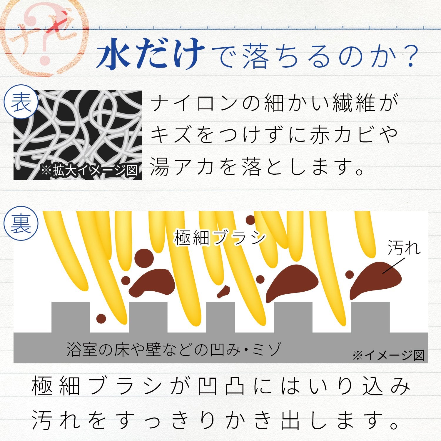 Lec Gekiochi Akakabi-Kun Bath Cleaner Nylon Brush S00050 Japan