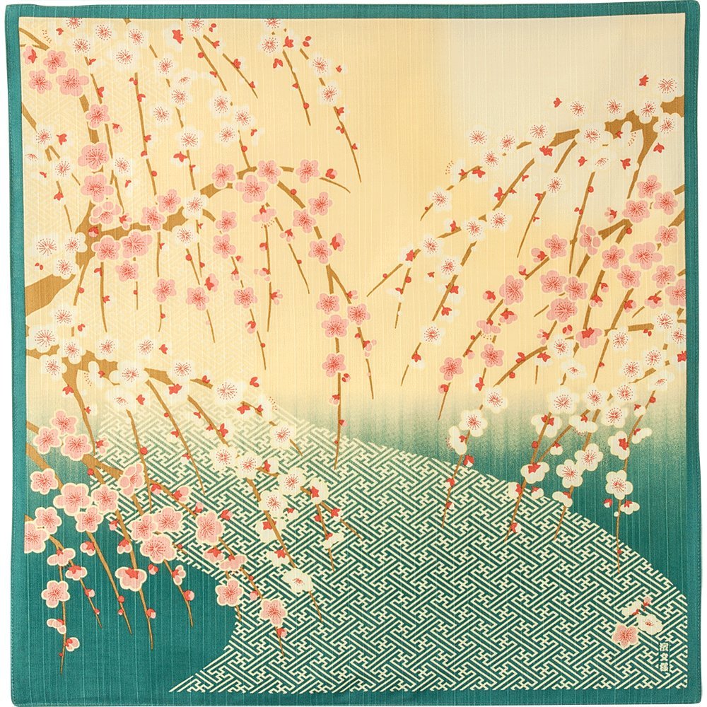 Hama Pattern Furoshiki 50Cm Saaya-Shaped Weeping Plum Eme Blue From Japan