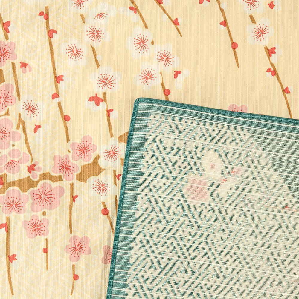 Hama Pattern Furoshiki 50Cm Saaya-Shaped Weeping Plum Eme Blue From Japan